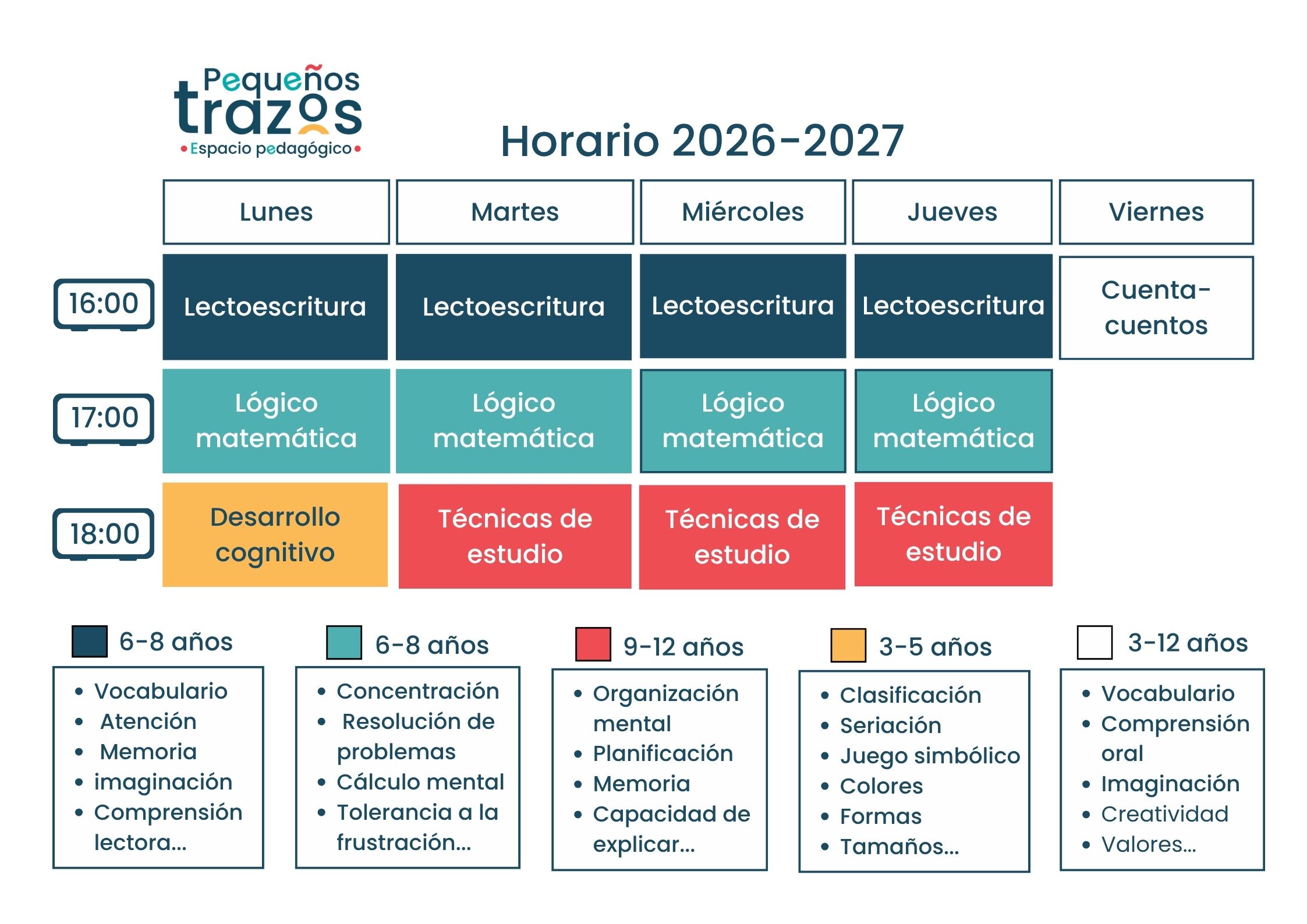 horario curso 26-27 espacio pedagogico Curso primaria 2026 2027 Vélez-Málaga